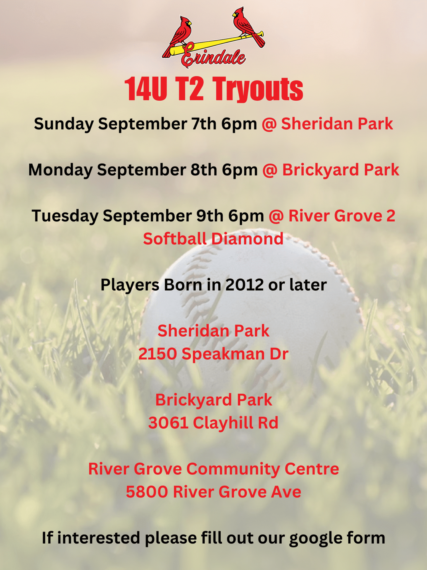 14U T2 Tryouts