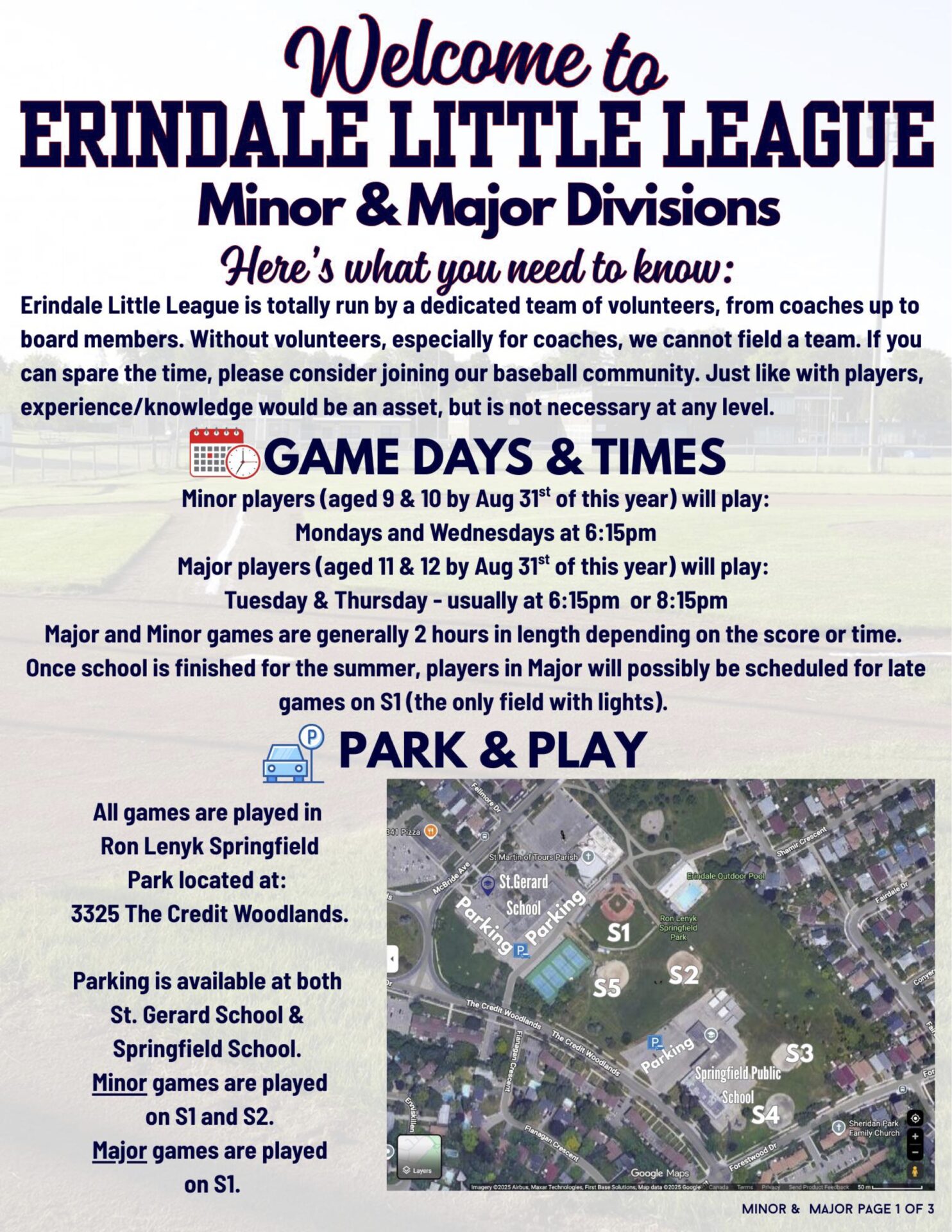 MINOR + MAJOR INFO SHEET